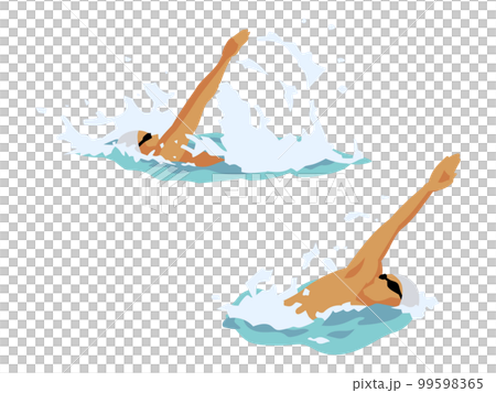 横から見た背泳ぎのイラスト 99598365