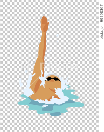 Illustration of backstroke seen from the front 99598367