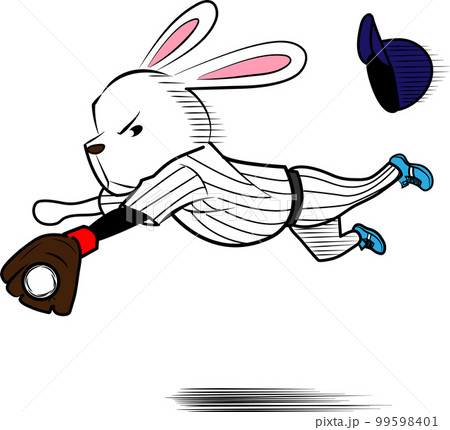 守備をするウサギの野球選手 守備をするウサギの野球選手 99598401