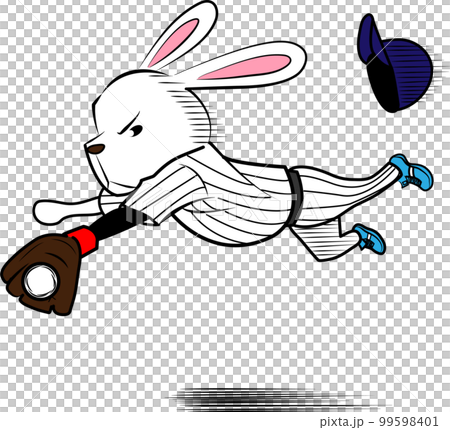守備をするウサギの野球選手 守備をするウサギの野球選手 99598401