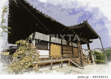 水彩画風 称名寺 本堂 奈良県奈良市 水彩画風 称名寺 本堂 奈良県奈良市 99599031