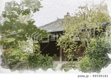 水彩画風 元興寺 塔跡 奈良県奈良市 水彩画風 元興寺 塔跡 奈良県奈良市 99599182