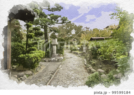 水彩画風　元興寺　塔跡　奈良県奈良市 99599184