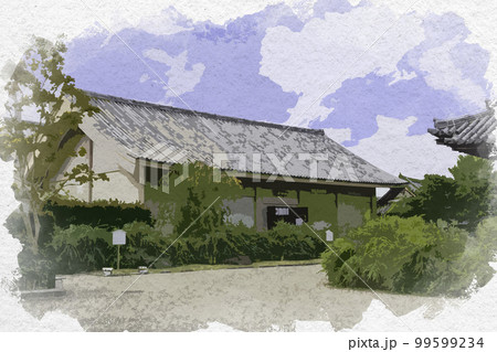 水彩画風 元興寺 法輪館 奈良県奈良市 水彩画風 元興寺 法輪館 奈良県奈良市 99599234