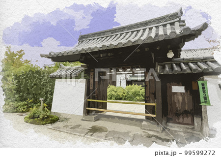 水彩画風 元興寺 北門 奈良県奈良市 水彩画風 元興寺 北門 奈良県奈良市 99599272