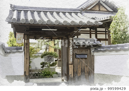 水彩画風　慈眼寺　山門　奈良県奈良市 99599429