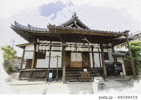 水彩画風 慈眼寺 本堂 奈良県奈良市 水彩画風 慈眼寺 本堂 奈良県奈良市 99599459