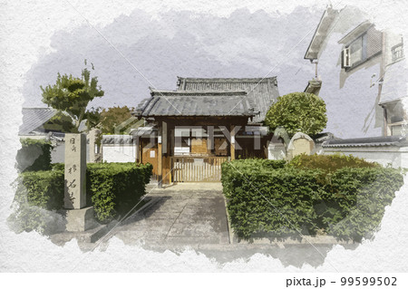 水彩画風 称名寺 山門 奈良県奈良市 水彩画風 称名寺 山門 奈良県奈良市 99599502