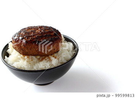 茶碗に盛ったご飯の上にのったハンバーグ 茶碗に盛ったご飯の上にのったハンバーグ 99599813