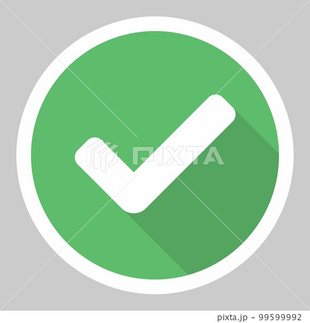 Check marks, Tick marks, Accepted, Approved, Yes, Correct, Ok, Right Choices, Task Completion, Voting. - vector mark symbols in green. White stroke and shadow design. Isolated icon. 99599992