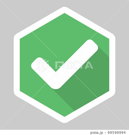 Check marks, Tick marks, Accepted, Approved, Yes, Correct, Ok, Right Choices, Task Completion, Voting. - vector mark symbols in green. White stroke and shadow design. Isolated icon. 99599994