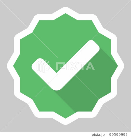 Check marks, Tick marks, Accepted, Approved, Yes, Correct, Ok, Right Choices, Task Completion, Voting. - vector mark symbols in green. White stroke and shadow design. Isolated icon. 99599995