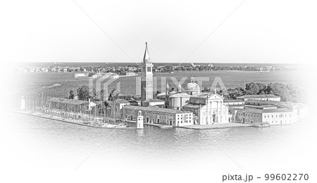 Aerial view over St Giorgio in Venice 99602270