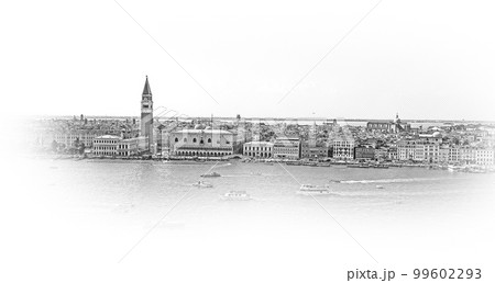Wide angle aerial view over the the skyline of Venice 99602293