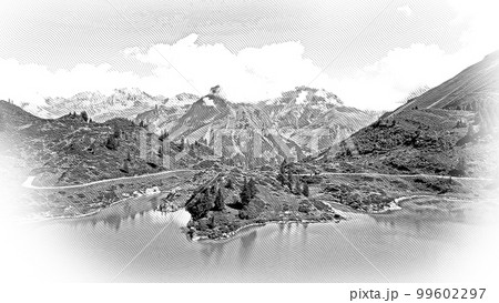 Mountain Lake Truebsee in Switzerland Mountain Lake Truebsee in Switzerland 99602297