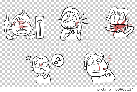 身體障礙圖標集-蛀牙-下頜偏斜-流鼻血 身體障礙圖標集-蛀牙-下頜偏斜-流鼻血 99603134