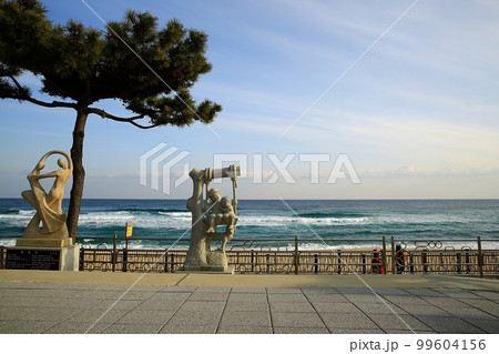 太陽 砂浜 雲 99604156