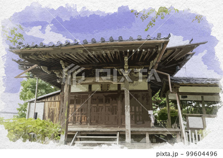 水彩画風　新薬師寺　香薬師堂　奈良県奈良市 99604496