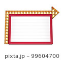 3d retro red and gold signboard with glowing yellow light bulb . Concept of billboard design for cinema, casino, marquee or nightclub . 3d high quality render 99604700