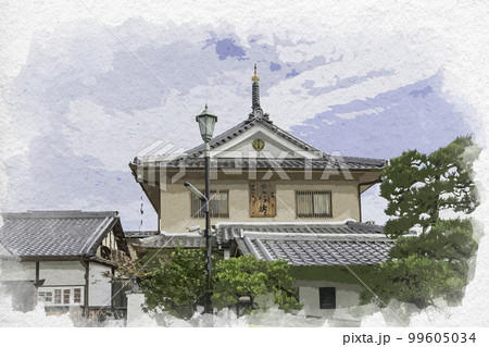 水彩画風 西方寺 念仏坊 奈良県奈良市 水彩画風 西方寺 念仏坊 奈良県奈良市 99605034