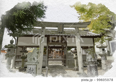 水彩画風 宅春日神社 奈良県奈良市 水彩画風 宅春日神社 奈良県奈良市 99605078