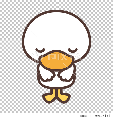 可愛的白鴨角色鞠躬 99605131