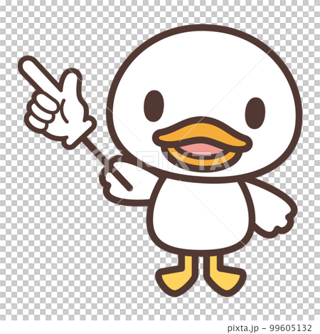 Cute white duck character pointing Cute white duck character pointing 99605132