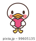 ハートを持っているかわいい白いアヒルのキャラクター 99605135