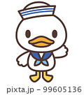 セーラーハットをかぶっているかわいい白いアヒルのキャラクター 99605136