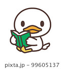 本を読むかわいい白いアヒルのキャラクター 99605137