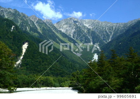 上高地 穂高連峰と梓川 上高地 穂高連峰と梓川 99605691