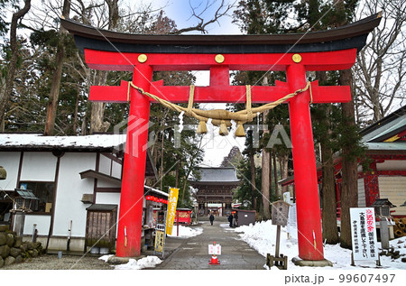 福島県会津若松市のパワースポット 雪残る伊佐須美神社 福島県会津若松市のパワースポット 雪残る伊佐須美神社 99607497