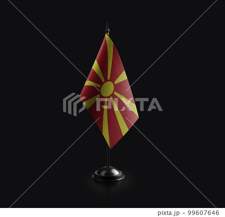 Small national flag of the Macedonia on a black background 99607646