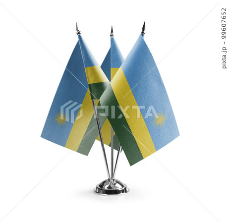 Small national flags of the Rwanda on a white background Small national flags of the Rwanda on a white background 99607652