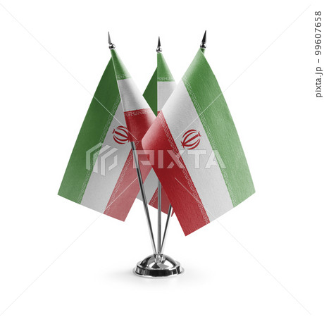 Small national flags of the Iran on a white background 99607658
