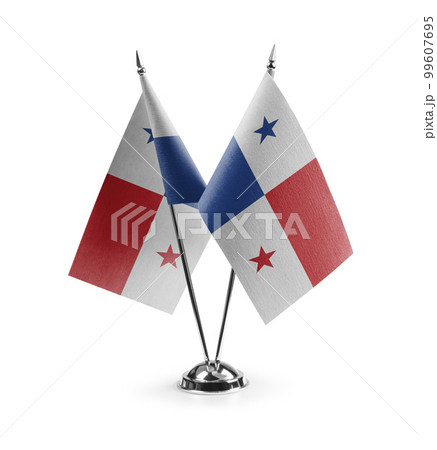 Small national flags of the Panama on a white background 99607695