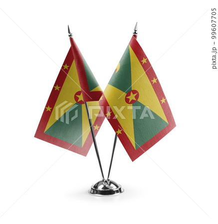 Small national flags of the Grenada on a white background 99607705