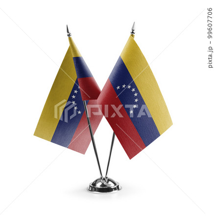 Small national flags of the Venezuela on a white background 99607706