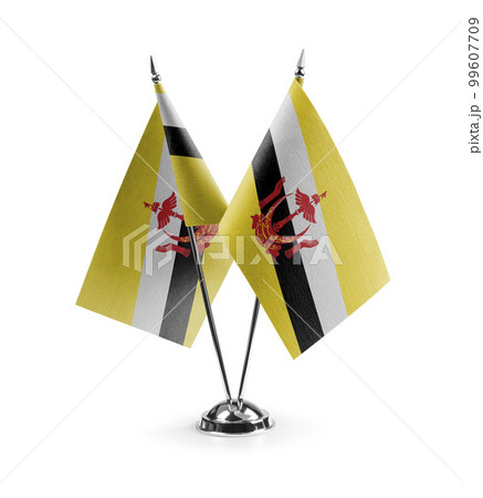 Small national flags of the Brunei on a white background 99607709