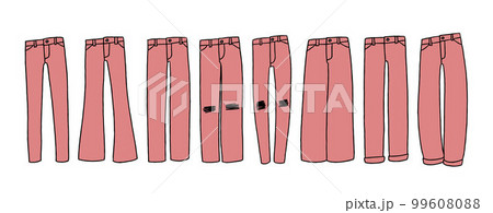 赤のカラーパンツのイラストセット 99608088