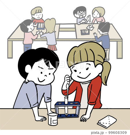 理科の授業　実験をする小学生 99608309