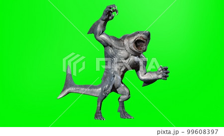 A shark humanoid he has a mouth. 3d rendering 99608397