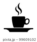 Flat design illustration of a cup of coffee with smoke. Black and white icon, vector 99609102