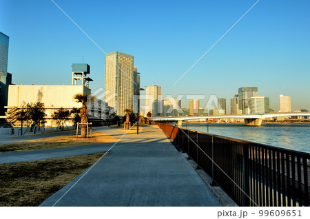 晴海臨海公園から観る商業施設と高層マンションの夕景 晴海臨海公園から観る商業施設と高層マンションの夕景 99609651