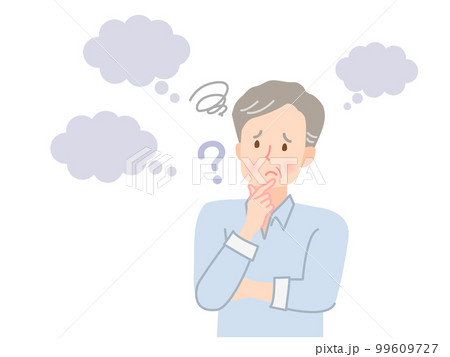 考える、困った表情のシニア男性のイラスト素材 考える、困った表情のシニア男性のイラスト素材 99609727