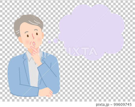 考える、困った表情のシニア男性のイラスト素材 99609745