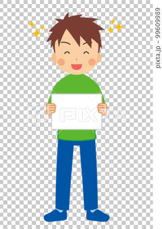 嬉しそうにメッセージボードを持つ可愛い若い男性のイラスト 白背景 ベクター 全身 人物 嬉しそうにメッセージボードを持つ可愛い若い男性のイラスト 白背景 ベクター 全身 人物 99609989