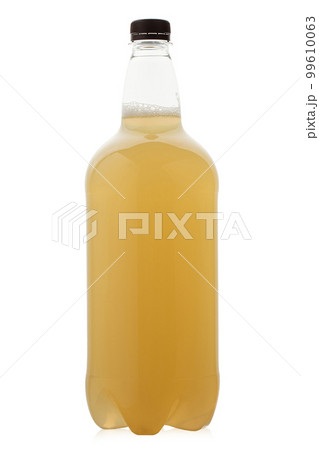 Plastic bottle with beer. Isolated on a white background. 99610063