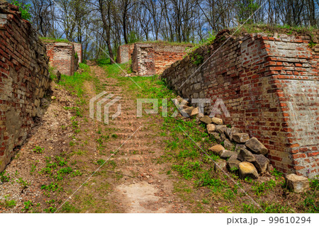 Singing terraces are garden terraces built at 19th century and fortified by brick walls in Kharkiv region, Ukraine Singing terraces are garden terraces built at 19th century and fortified by brick walls in Kharkiv region, Ukraine 99610294