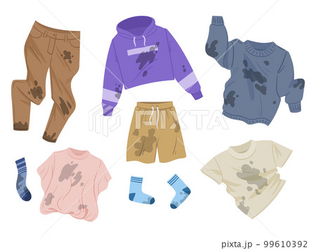 Dirty clothes, laundry apparel. Cartoon...のイラスト素材 [99610392] - PIXTA